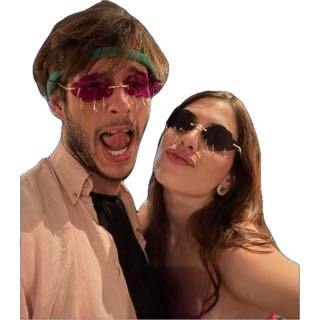 Giuliana and Arthur wearing playful glasses